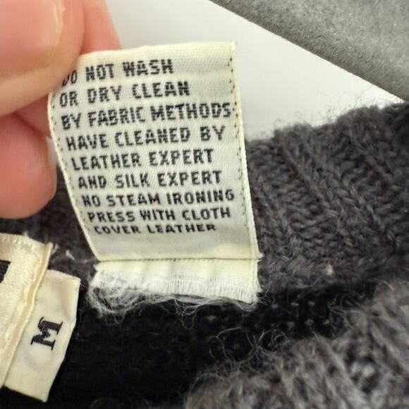 VTG Erez Deer Hunting Sweater Womens M Gray Pullover Wool Angora Leather Grommet - Picture 13 of 13